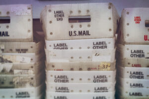 Stack of trays used by US Mail