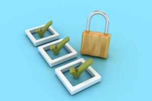 3D Check List with Padlock - Colored Background - 3D Rendering