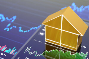 Real estate and stock prices concept stock photo