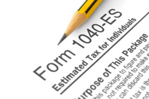 Close-up form 140-ES (Estimated Tax for Individuals) with pencil on it