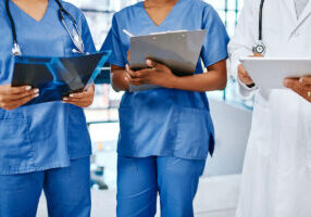 Closeup shot of a group of medical practitioners working in a hospital